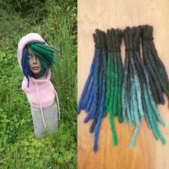COPY - Short ombre green teal blue crochet dreadl… - Picture 2 of 6